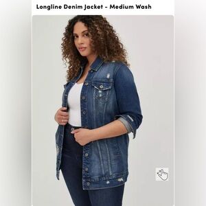 Torrid Longline Dark Blue Denim Jacket